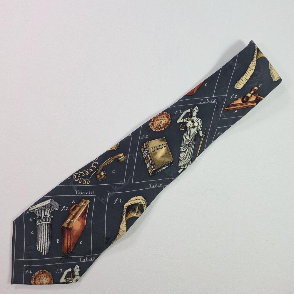 Vintage 1995 Tie Mens One Size Blue Silk Geometric Pointed Made Korea